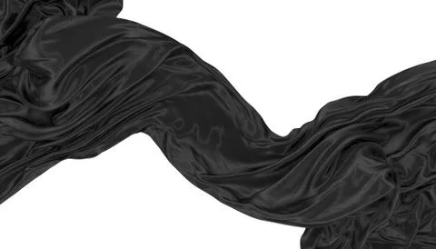 Abstract background of black wavy silk or satin. 3d rendering image. Stock Illustration