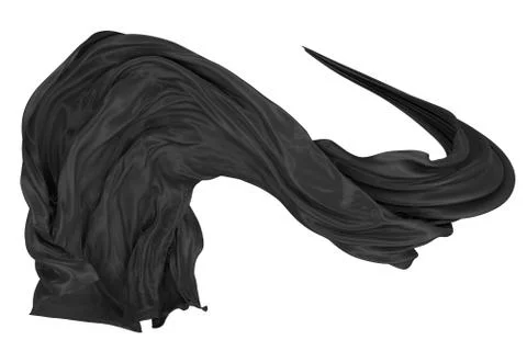 Abstract background of black wavy silk or satin. 3d rendering image. Stock Illustration