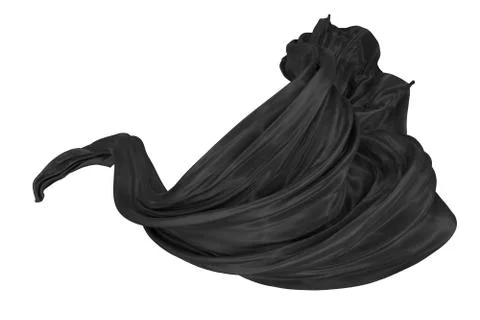 Abstract background of black wavy silk or satin. 3d rendering image. Stock Illustration