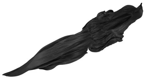 Abstract background of black wavy silk or satin. 3d rendering image. Stock Illustration