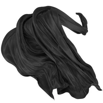 Abstract background of black wavy silk or satin. 3d rendering image. Stock Illustration