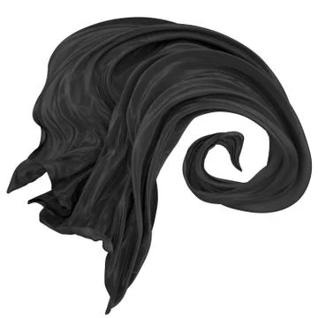 Abstract background of black wavy silk or satin. 3d rendering image. Stock Illustration