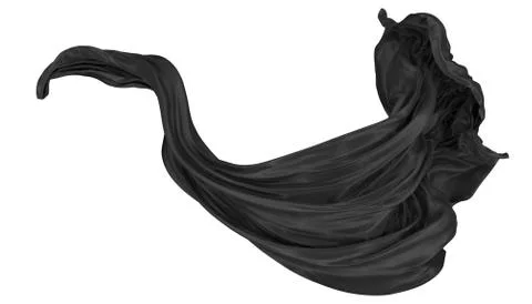 Abstract background of black wavy silk or satin. 3d rendering image. Stock Illustration