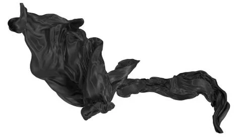Abstract background of black wavy silk or satin. 3d rendering image. Stock Illustration