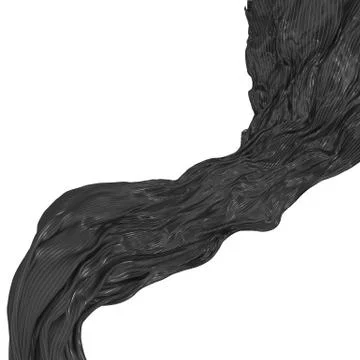 Abstract background of black wavy silk or satin with metal stripes. 3d render Stock Illustration