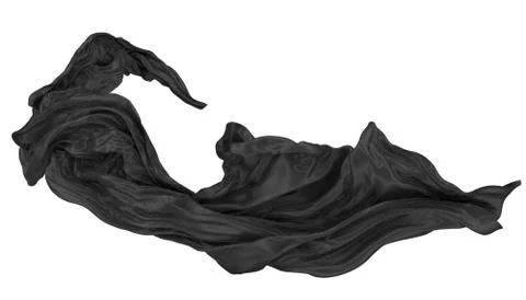 Abstract background of black wavy silk or satin. 3d rendering image. Stock Illustration