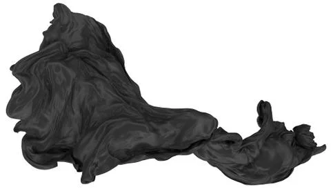Abstract background of black wavy silk or satin. 3d rendering image. Stock Illustration