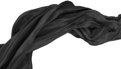 Abstract background of black wavy silk or satin. 3d rendering image. Stock Illustration