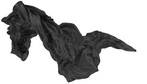 Abstract background of black wavy silk or satin. 3d rendering image. Stock Illustration