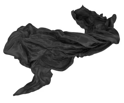 Abstract background of black wavy silk or satin. 3d rendering image. Stock Illustration
