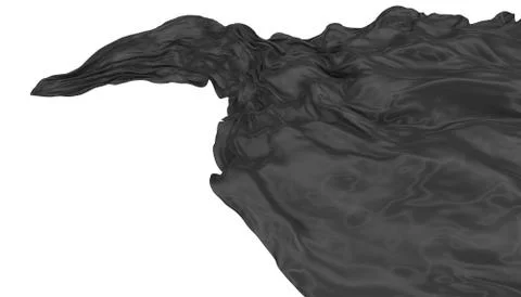 Abstract background of black wavy silk or satin. 3d rendering image. Stock Illustration