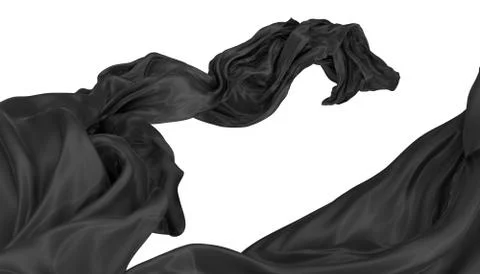 Abstract background of black wavy silk or satin. 3d rendering image. Stock Illustration