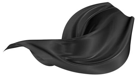 Abstract background of black wavy silk or satin. 3d rendering image. Stock Illustration