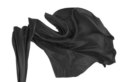 Abstract background of black wavy silk or satin. 3d rendering image. Stock Illustration