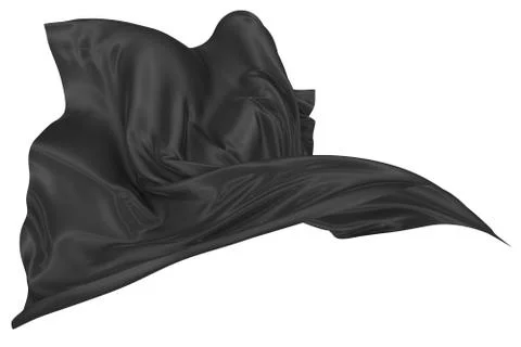 Abstract background of black wavy silk or satin. 3d rendering image. Stock Illustration