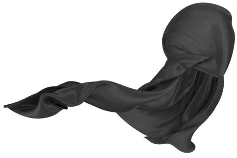 Abstract background of black wavy silk or satin. 3d rendering image. Illustrazione stock