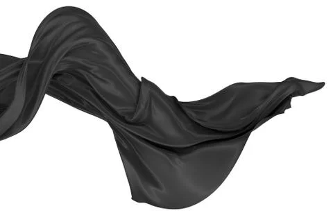Abstract background of black wavy silk or satin. 3d rendering image. Stock Illustration