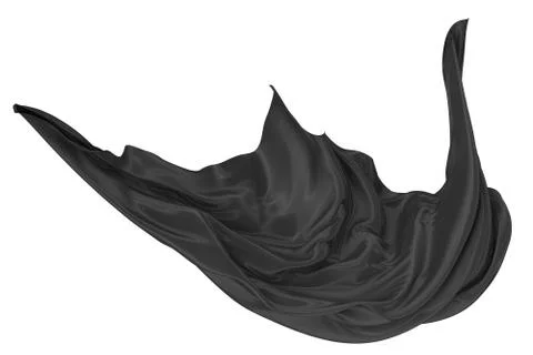 Abstract background of black wavy silk or satin. 3d rendering image. Stock Illustration