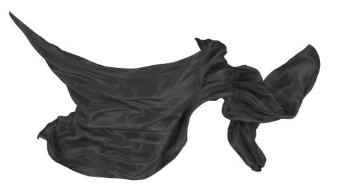 Abstract background of black wavy silk or satin. 3d rendering image. Stock Illustration