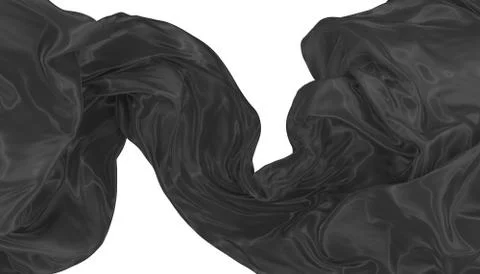 Abstract background of black wavy silk or satin. 3d rendering image. Stock Illustration