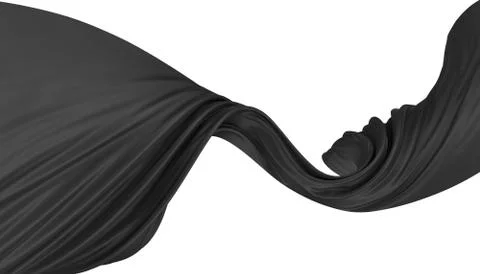 Abstract background of black wavy silk or satin. 3d rendering image. Stock Illustration