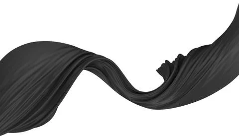 Abstract background of black wavy silk or satin. 3d rendering image. Stock Illustration