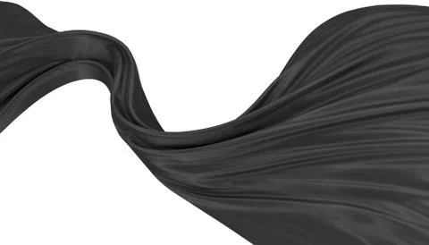 Abstract background of black wavy silk or satin. 3d rendering image. Stock Illustration