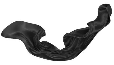 Abstract background of black wavy silk or satin. 3d rendering image. Stock Illustration