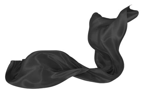 Abstract background of black wavy silk or satin. 3d rendering image. Stock Illustration