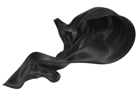 Abstract background of black wavy silk or satin. 3d rendering image. Stock Illustration