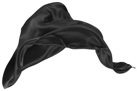Abstract background of black wavy silk or satin. 3d rendering image. Stock Illustration