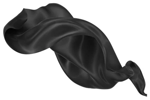 Abstract background of black wavy silk or satin. 3d rendering image. Stock Illustration