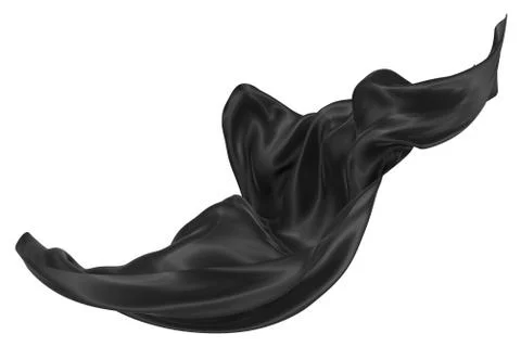 Abstract background of black wavy silk or satin. 3d rendering image. Stock Illustration