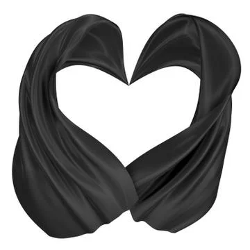 Abstract background of black wavy silk or satin. 3d rendering image. Stock Illustration