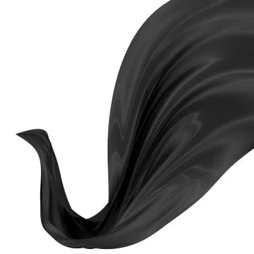 Abstract background of black wavy silk or satin. 3d rendering image. Stock Illustration