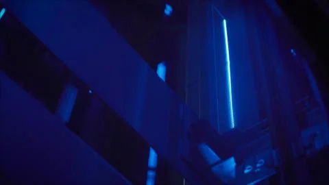 Abstract background, blank scene. Elevator, neon light, night view. 写真素材