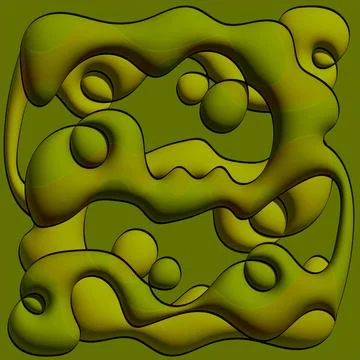 Abstract background of bloated elements of green color.3d. Illustrazione stock