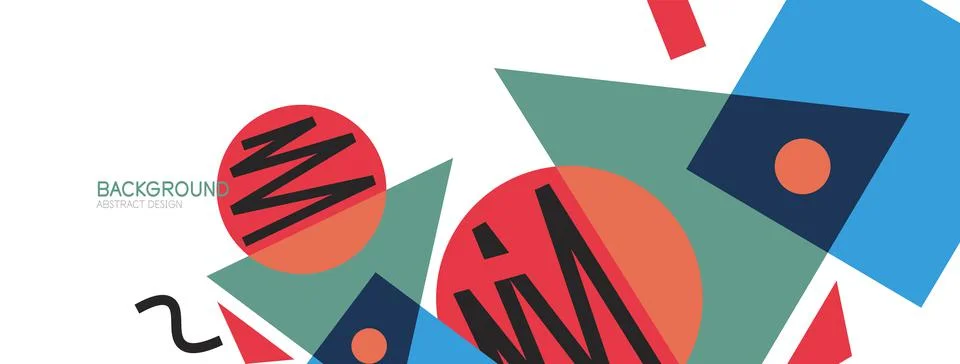 Abstract background. Blocks, lines, triangles, circles composition. Techno or Stock Illustration