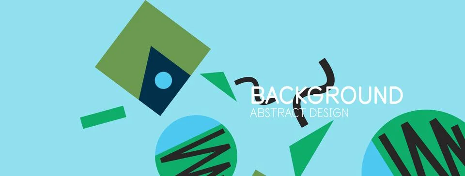 Abstract background. Blocks, lines, triangles, circles composition. Techno or Stock Illustration