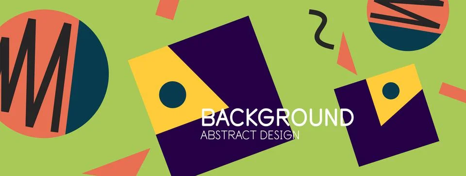 Abstract background. Blocks, lines, triangles, circles composition. Techno or Stock Illustration