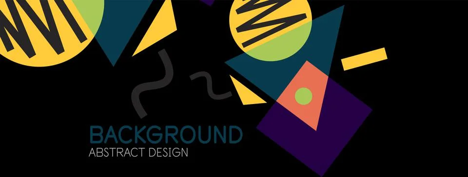 Abstract background. Blocks, lines, triangles, circles composition. Techno or Stock Illustration