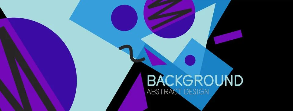 Abstract background. Blocks, lines, triangles, circles composition. Techno or 库存插图