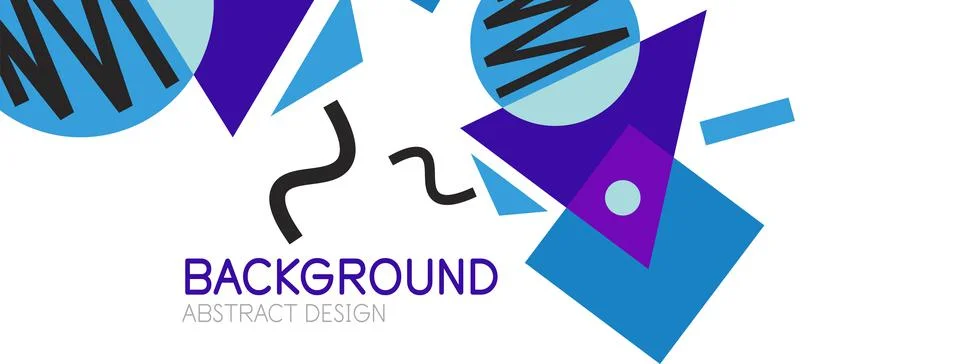 Abstract background. Blocks, lines, triangles, circles composition. Techno or Illustrazione stock
