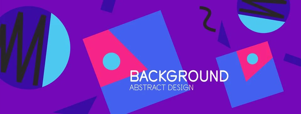 Abstract background. Blocks, lines, triangles, circles composition. Techno or Illustrazione stock