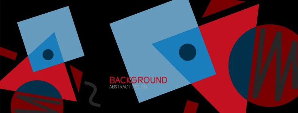 Abstract background. Blocks, lines, triangles, circles composition. Techno or 库存插图
