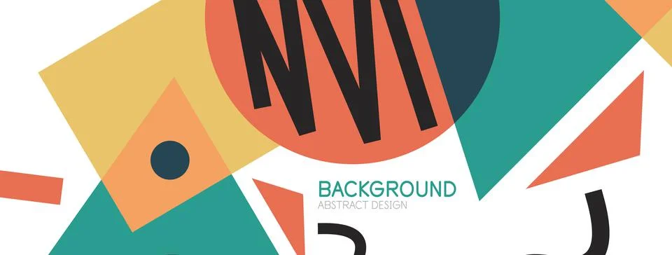 Abstract background. Blocks, lines, triangles, circles composition. Techno or Stock Illustration