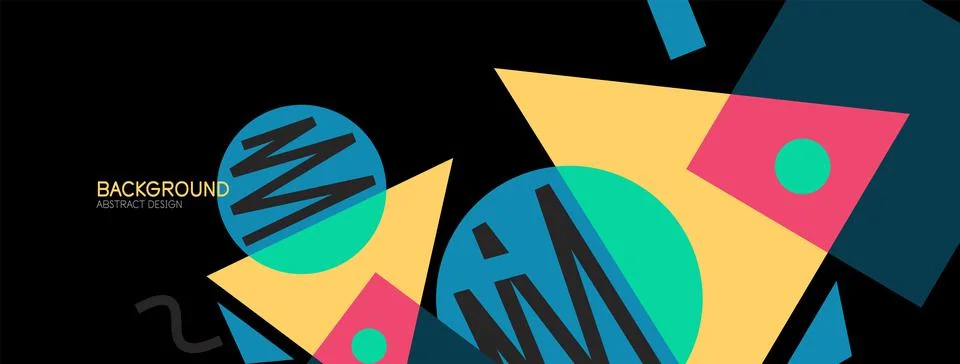 Abstract background. Blocks, lines, triangles, circles composition. Techno or 库存插图