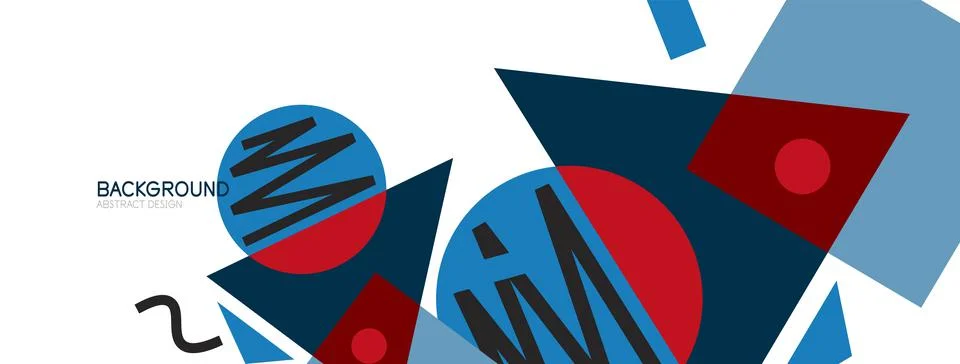Abstract background. Blocks, lines, triangles, circles composition. Techno or 스톡 일러스트
