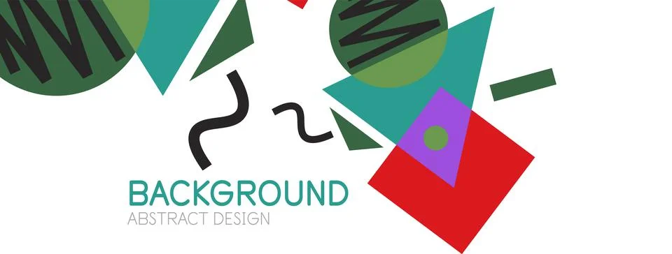 Abstract background. Blocks, lines, triangles, circles composition. Techno or Stock Illustration
