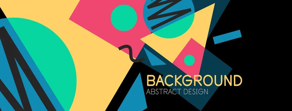 Abstract background. Blocks, lines, triangles, circles composition. Techno or 库存插图
